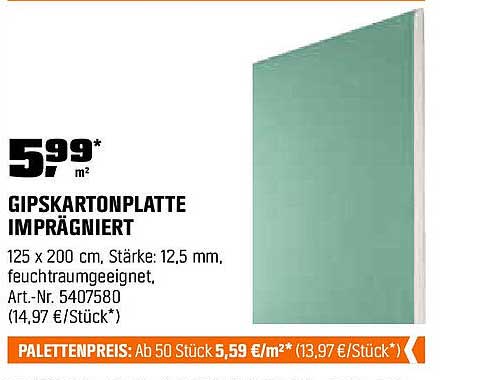 Gipskartonplatte imprägniert