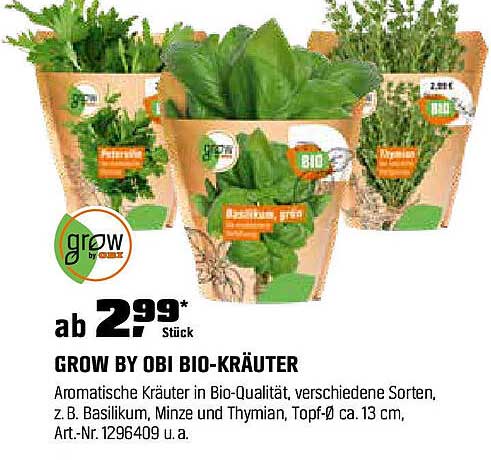 GROW BY OBI BIO-KRÄUTER - Aromatische Kräuter in Bio-Qualität