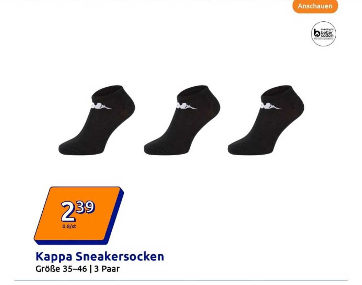 Kappa Sneakersocken - 3 Paar in Größe 35-46