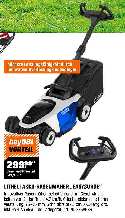 LITHELI Akku-Rasenmäher „EASYSURGE“