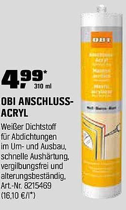 OBI Anschluss-Acryl - Weißer Dichtstoff für Abdichtungen