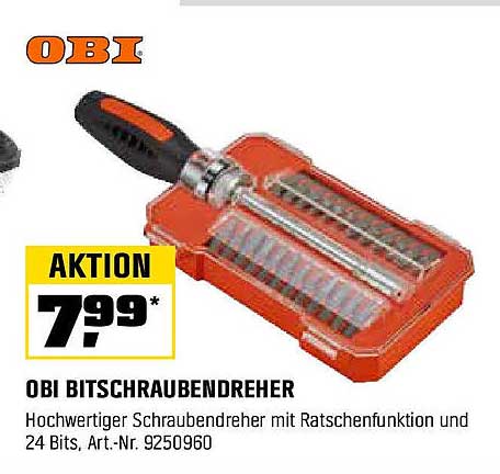 OBI BITSCHRAUBENDREHER - Hochwertiger Schraubendreher mit Ratschenfunktion und 24 Bits