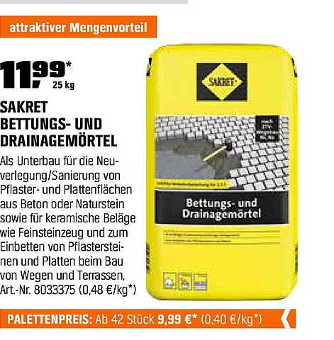 Sakret Bettons- und Drainagemörtel 25 kg