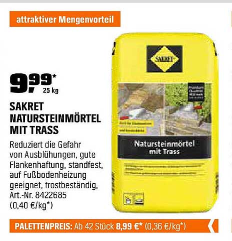 SAKRET Natursteinmörtel mit Trass – 25 kg Sack