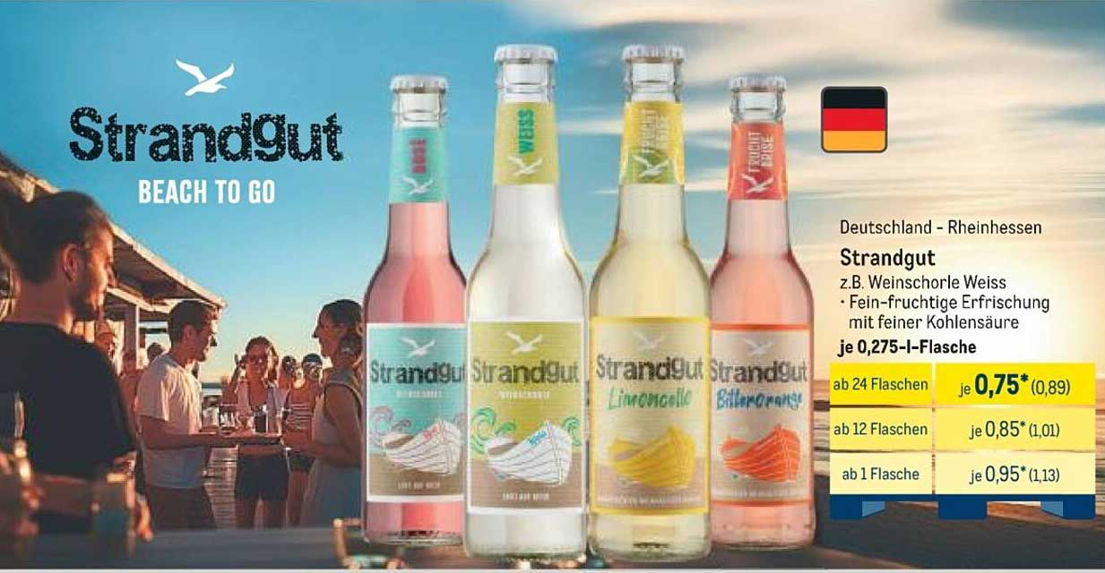 StrandGut z.B. Weinschorle Weiss – Feine-fruchtige Erfrischung mit feiner Kohlensäure