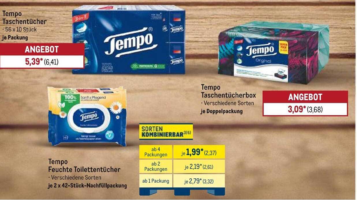 Tempo Taschentücher und Tempo Feuchte Toilettentücher im Angebot