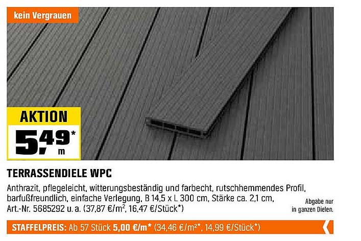 Terrassendiele WPC - 5,49€ pro m²