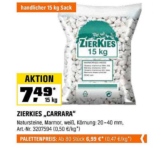 ZIERKIES „CARRARA“ – 15 kg Sack