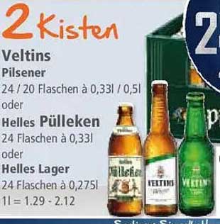 2 Kisten Veltins Pilsener oder Helles Pülleken oder Helles Lager