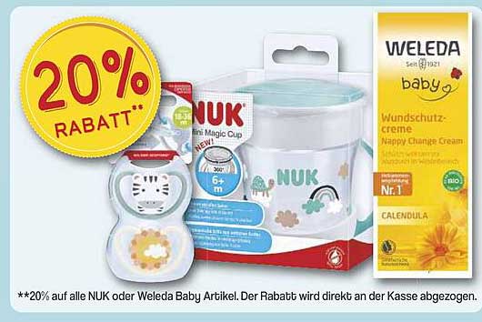 20% Rabatt auf alle NUK oder Weleda Baby Artikel