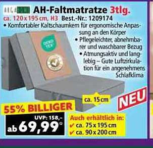 AH-Faltmatratze 3tlg. (120 x 195 cm)