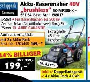 Akku-Rasenmäher 40V "brushless" BC-MP380-X - SET S4