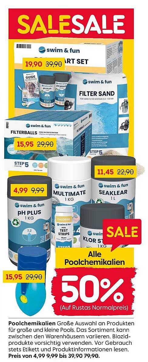 Alle Poolchemikalien - 50% Rabatt auf Rustas Normalpreis