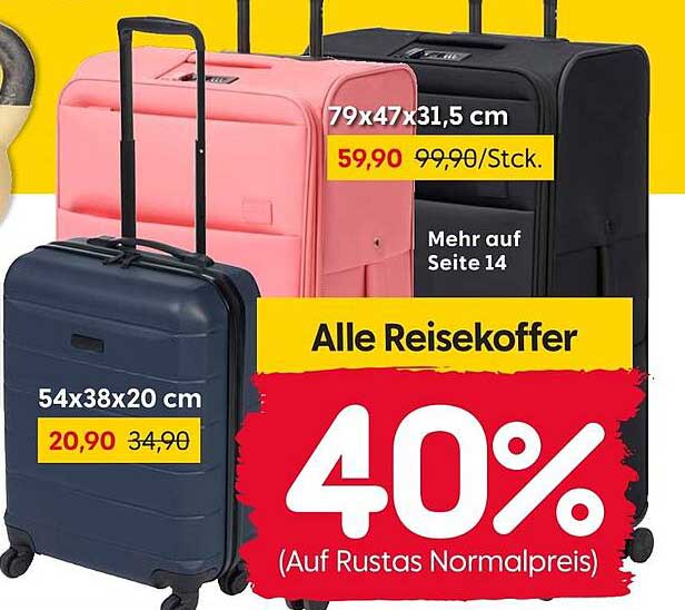 Alle Reisekoffer - 40% Rabatt auf den Normalpreis!