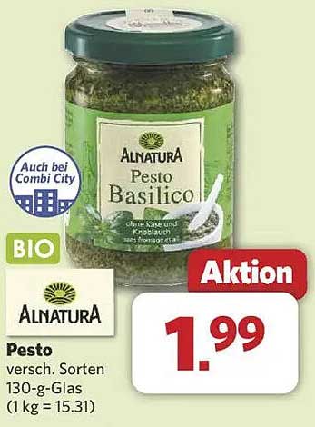 Alnatura Pesto Basilico 130-g-Glas