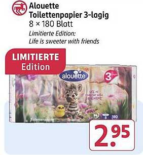 Alouette Toilettenpapier 3-lagig 8 x 180 Blatt