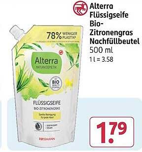 Alterra Flüssisseife Bio-Zitronengras Nachfüllbeutel 500 ml