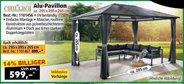 Alu-Pavillon ca. 295 x 295 x 265 cm