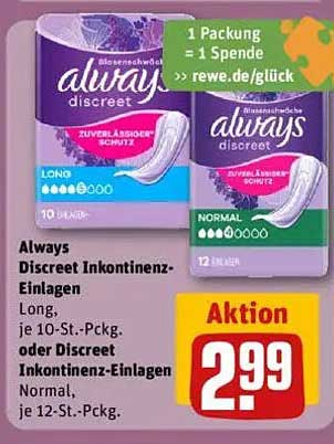 Always Discreet Inkontinenz-Einlagen - Aktion