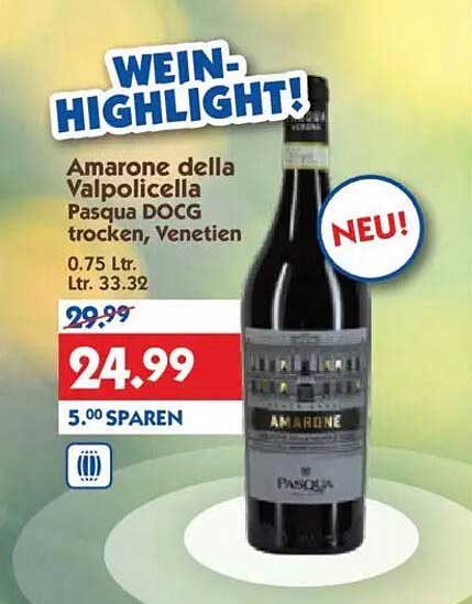 Amarone della Valpolicella Pasqua DOCG trocken, Venetiens