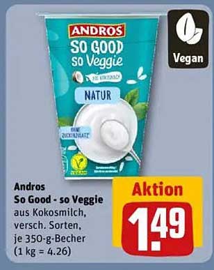 Andros So Good - so Veggie aus Kokosmilch, versch. Sorten, je 350-g-Becher