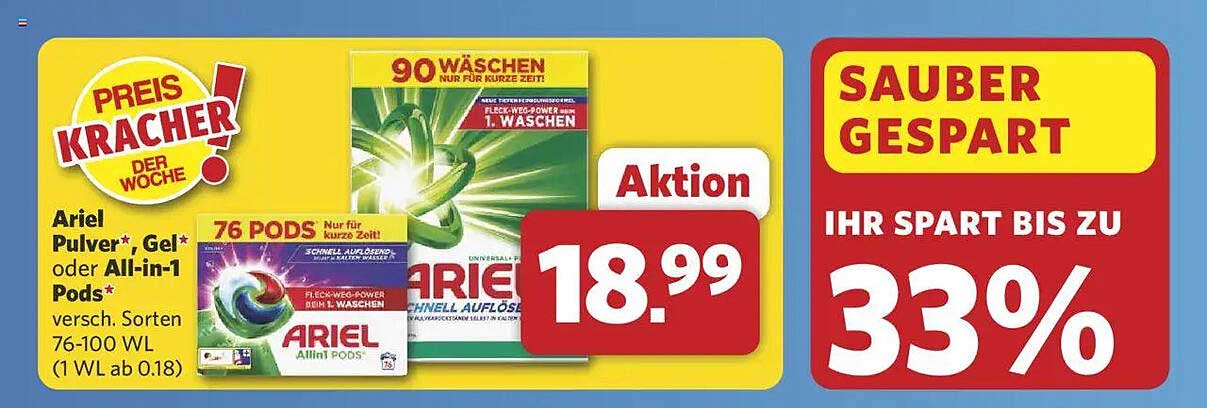 Ariel Pulver, Gel oder All-in-1 Pods – Aktionsangebot