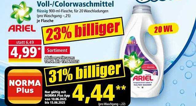 Ariel Voll-/Colorwaschmittel 900 ml - jetzt zum Top-Preis!