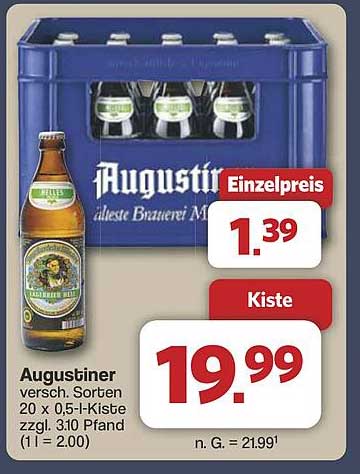 Augustiner Bier 20 x 0,5 l-Kiste