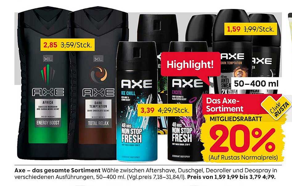 AXE – das gesamte Sortiment