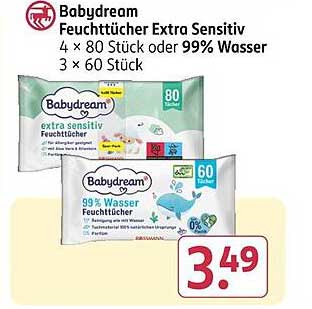 Babydream Feuchttücher Extra Sensitiv oder 99% Wasser