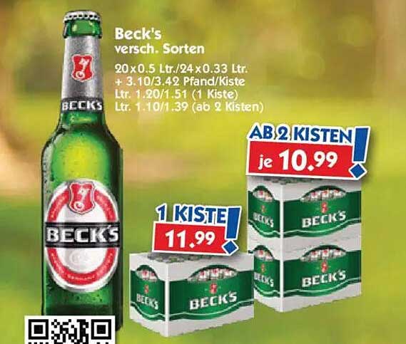 Beck's Bier, verschiedene Sorten - Kistenangebot