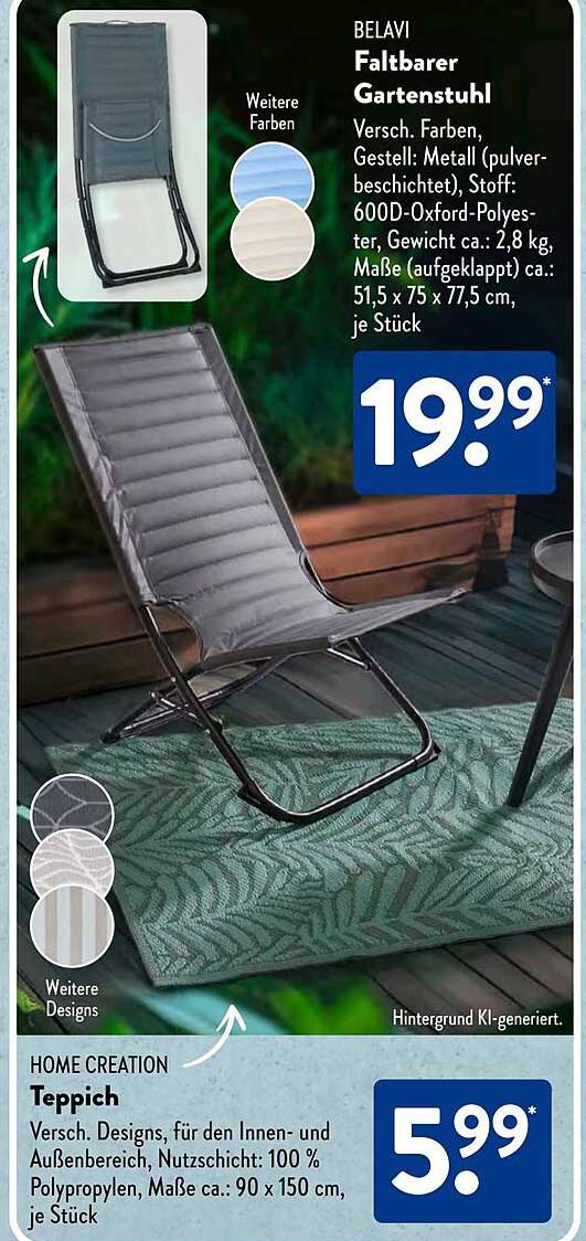 BELAVI Faltbarer Gartenstuhl