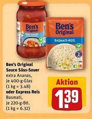 Ben's Original Sauce Süß-Sauer extra Ananas oder Express Reis Basmati