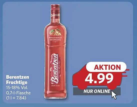 Berentzen Fruchtige Erdbeere 0,7 l Flasche - Nur Online