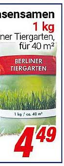 Berliner Tiergarten Rasensamen 1 kg für 40 m²