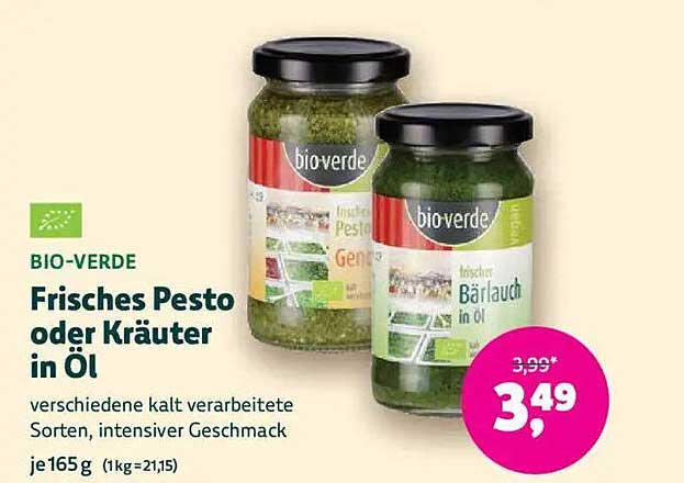 BIO-VERDE Frisches Pesto oder Kräuter in Öl
