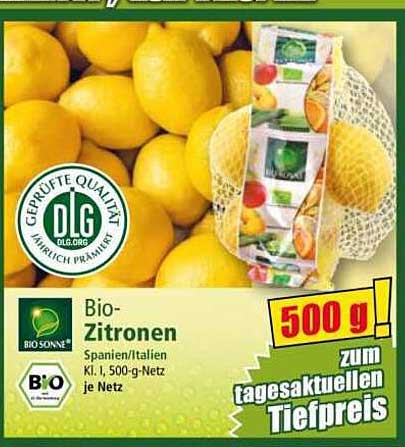 Bio-Zitronen 500 g - täglich frisch zum Tiefpreis