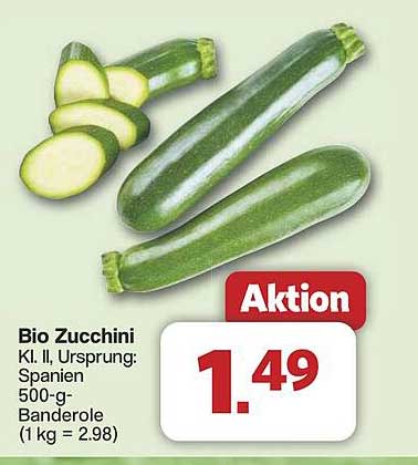 Bio Zucchini 500-g Banderole aus Spanien