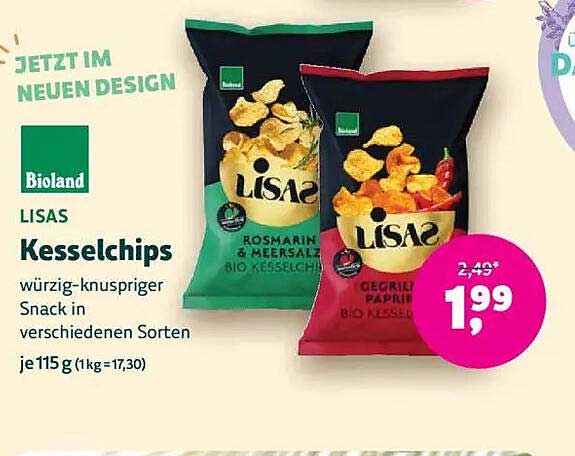 Bioland Lisas Kesselchips – würzig-knuspriger Snack in verschiedenen Sorten
