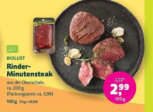 BIOlust Rinder-Minutensteak aus der Oberschale