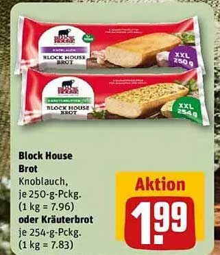 Block House Brot Knoblauch oder Kräuterbrot, 250 g oder 254 g, für 1,99 €