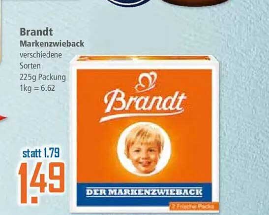 Brandt Marken-Zwieback verschiedene Sorten 225g Packung