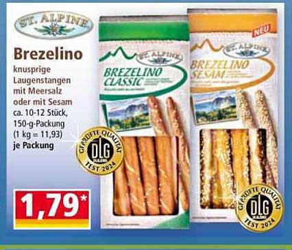 Brezelino knusprige Laugenstangen mit Meersalz oder mit Sesam