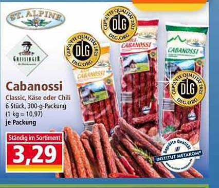 Cabanossi Classic, Käse oder Chili – 6 Stück à 300 g
