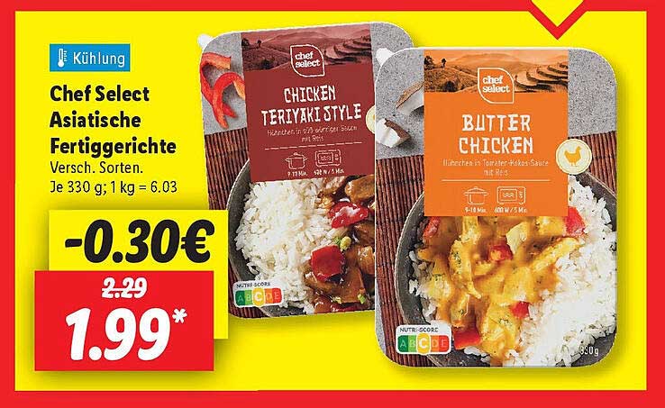 Chef Select Asiatische Fertiggerichte - Chicken Teriyaki Style und Butter Chicken