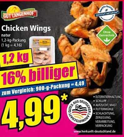Chicken Wings von Gut Langenhof - 1,2 kg Packung