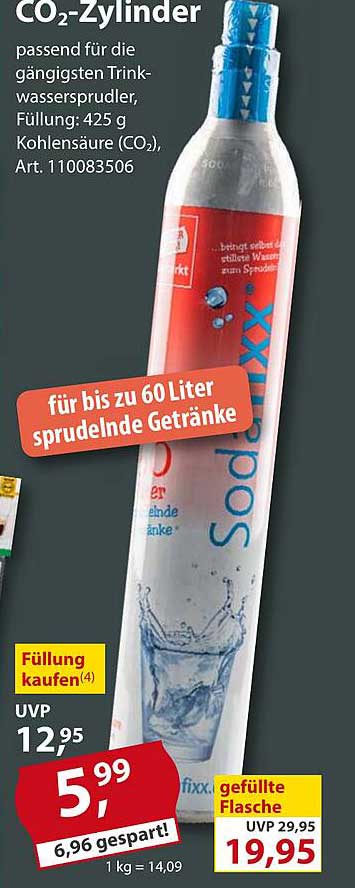 CO2-Zylinder für Sprudelwassergeräte