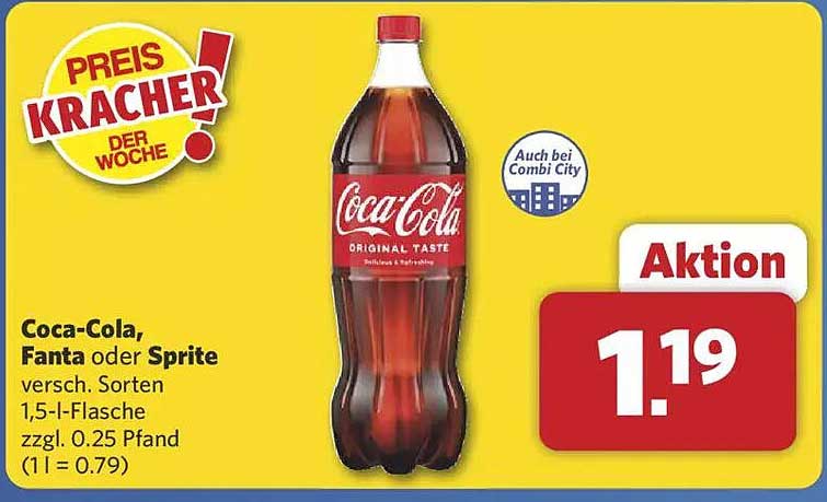 Coca-Cola, Fanta oder Sprite 1,5 l Flasche zum Aktionspreis