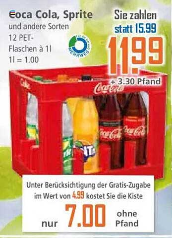 Coca Cola, Sprite und andere Sorten – 12 PET-Flaschen à 1L