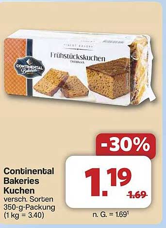 Continental Bakeries Kuchen verschieden Sorten 350-g-Packung -30%